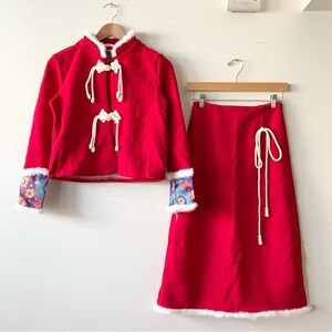 NWT Traditional Chineses Red Two-Piece Qipao Set
